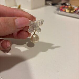 Jennifer Behr Mother of Pearl Butterfly drop earrings